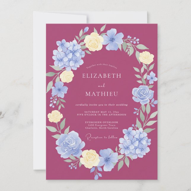 Convites Casamento de Verão Marcante Magenta (Frente)