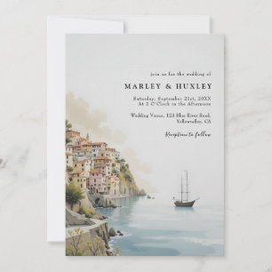 Convites Casamento de Verão Minimalista da Costa do Amalfi
