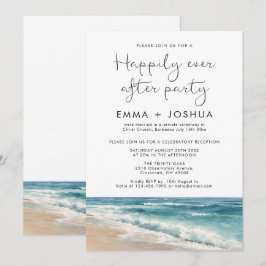 Convites Casamento de Verão na Praia com Aquarela Feliz par