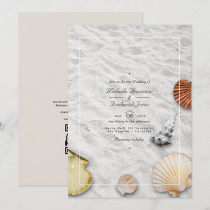 Convites Casamento de Verão na Praia com RSVP por Código QR