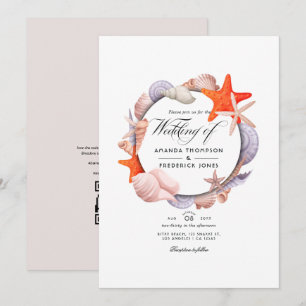Convites Casamento de Verão na Praia com RSVP por Código QR