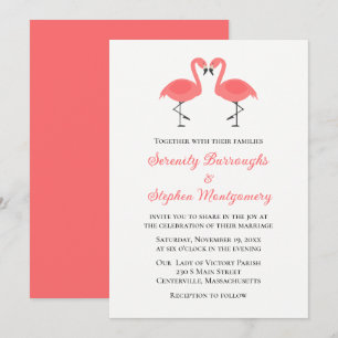 Convites Casamento de Verão na Praia Tropical Rosa Coral Fl