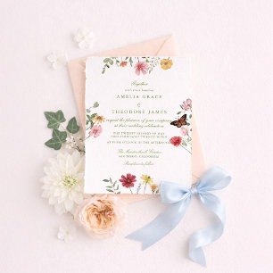 Convites Casamento de Verão no Jardim com Flores Silvestres