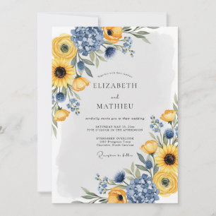 Convites Casamento de Verão Pitoresco Amarelo Dourado