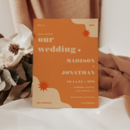 Convites Casamento de Verão Retro Brilhante e Ousado