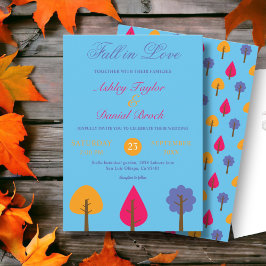 Convites Casamento de Verão Russo Azul com Árvores Colorida