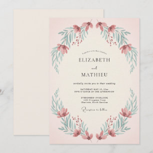 Convites Casamento de Verão Sussurrante Rosa Empoeirada