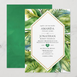 Convites Casamento de Verão Tropical à Beira-Mar com Aquare