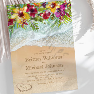 Convites Casamento de Verão Tropical na Praia