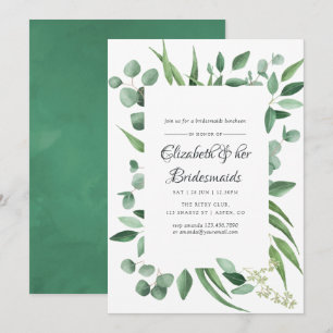 Convites Casamento de verde de eucalipto almoço de damas de