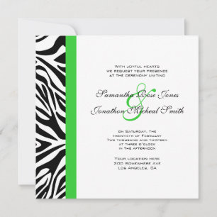 Convites Casamento de Verde limão Elegante de Zebra Negra 