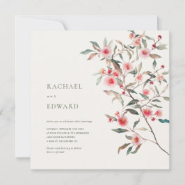 Convites Casamento de Verduras de Eucalipto e Flores Rosas