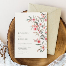 Convites Casamento de Verduras de Eucalipto e Flores Rosas