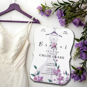 Convites Casamento de Vestido Floral de Lavanda Elegante
