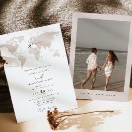 Convites Casamento de Viagem de Mapa de Aquarela de Destino