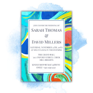 Convites Casamento de Vibrantes de Grunge Líquido Moderno