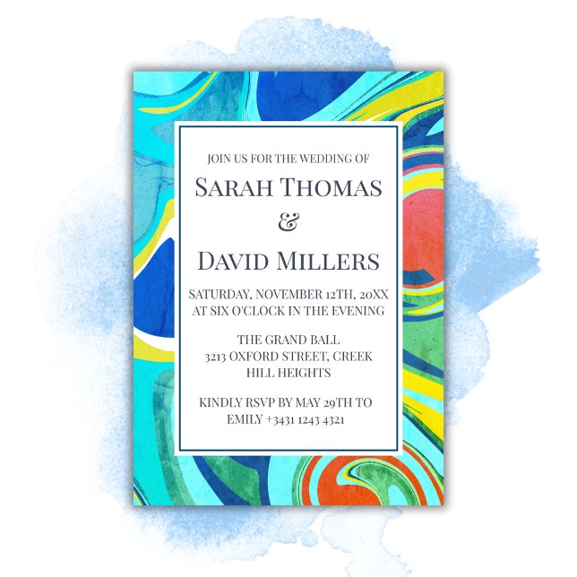 Convites Casamento de Vibrantes de Grunge Líquido Moderno (Criador carregado)