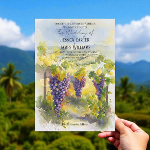 Convites Casamento de Videira de Uvas Tuscany Aquarela Rúst