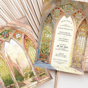 Convites Casamento de Vidro Colorido Catedral Gótica