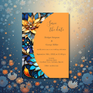 Convites Casamento de Vidro Dourado e Azul
