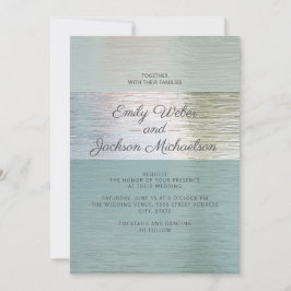 Convites Casamento de Vidro Marinho Azul Turquesa Elegante 
