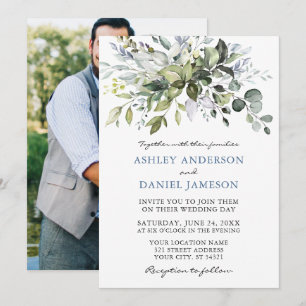 Convites Casamento De Vidro Verde Dusty Foto Azul