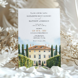 Convites Casamento de Villa Balbiano Watercolor Italiano