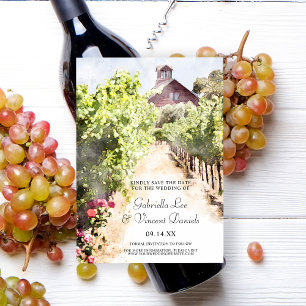Convites Casamento de Vineyard Red Barn Watercolor Salvar a
