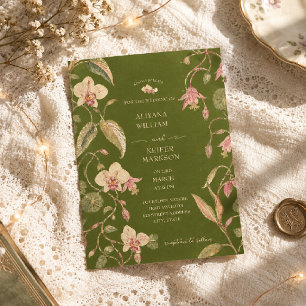 Convites Casamento de Vinha de Flores Verdes e Rosas Florai