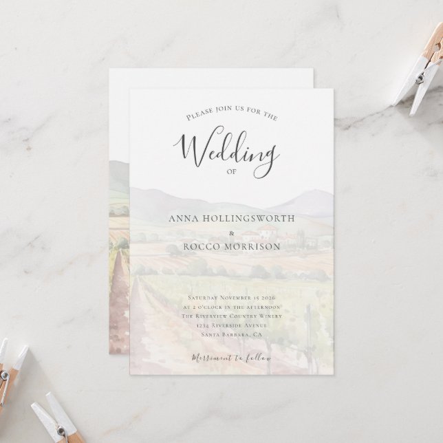 Convites Casamento de Vinha de Vinha de Aquicultura Moderna (Frente/Verso In Situ)