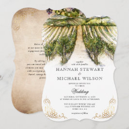 Convites Casamento de Vinha Elegante Rustic Watercolor