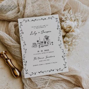 Convites Casamento de Vinhas Desenhadas À Mão Carvões