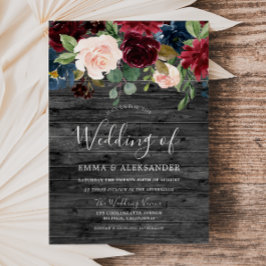 Convites Casamento de Vinho Vermelho Rústico de Madeira Car