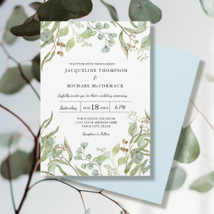 Convites Casamento de Vinhos Rústicos Eucalyptus Greenery