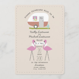 Convites Casamento De Vintage Camper E Flamingos