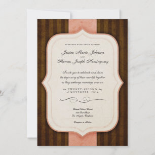 Convites Casamento de Vintage Charm Pink & Chocolate Monogr