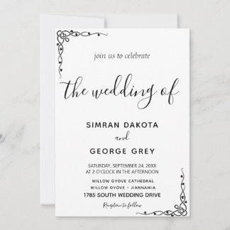 Convites Casamento de Vintage Classic, minimalista elegante
