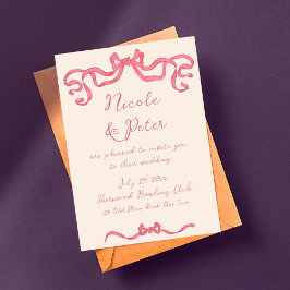 Convites Casamento de vintage retro fita desenhada à mão