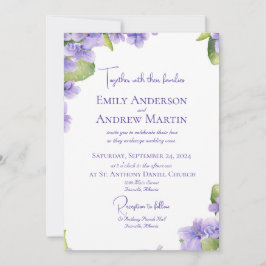 Convites Casamento de Violetas Botânicas Elegante