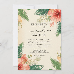 Convites Casamento de Vivid Hibiscus Palm