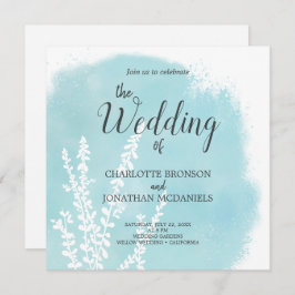 Convites Casamento de Wash com Aqua Blue Botanical