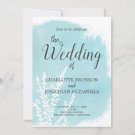 Convites Casamento de Wash com Aqua Blue Botanical