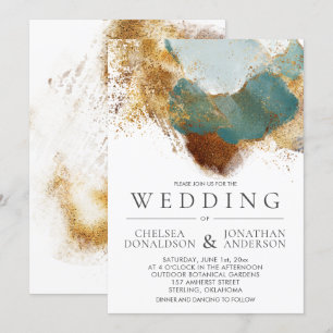 Convites Casamento de Wash com Cores de Bronze Douradas Mod