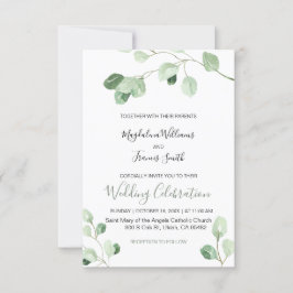Convites casamento de Watercolor eucalyptus
