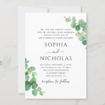 Casamento de Watercolor eucalyptus. Folhagem verde