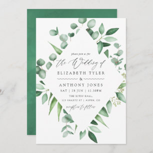 Convites Casamento de Watercolor Eucalyptus Greenery