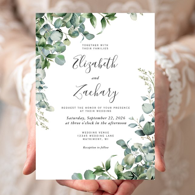 Convites Casamento de Watercolor Eucalyptus Greenery (Criador carregado)