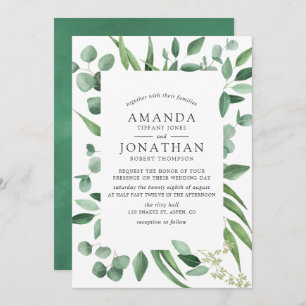 Convites Casamento de Watercolor Eucalyptus Greenery