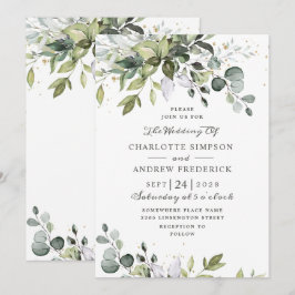 Convites Casamento de Watercolor Eucalyptus Greenery
