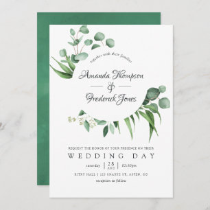 Convites Casamento de Watercolor Eucalyptus Greenery
